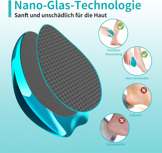 Anjocare 2In1 Nano Glas Hornhautentferner,Hochwirksame Hornhaut Entfernung Für Nass&Trocken Füsse,Professionelle Hornhautfeile Hornhautraspel Zur Fußpflege Sicher&Schnell Hornhautentfernung (Blau)