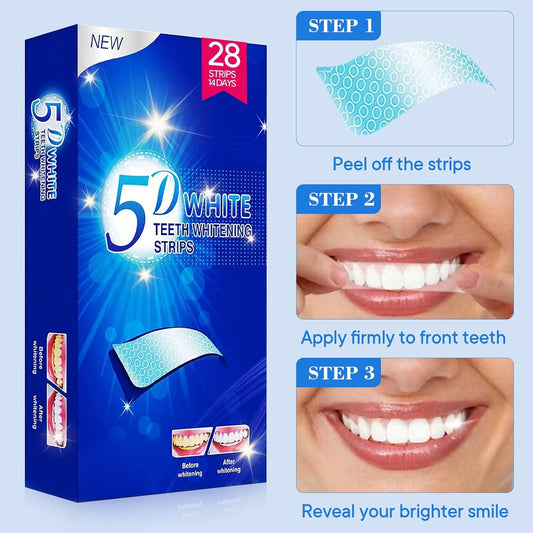 Whitening Strips,28 Strips Zahnaufhellung Peroxid Frei Teeth Whitening Strips Zähne Aufhellen Non-Sensitive Formel Bleaching Stripes White Stripes Zähne Sicher Für Zahnschmelz Mit Minzgeschmack