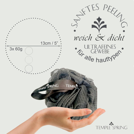 Temple Spring Recycelter Duschschwamm, Körperpeeling Badeschwamm, Luffa Schwamm, Peeling Schwamm Für Eingewachsene Haare, Waschschwamm Körper, Loofah Body Scrubber, Duschschwamm Körper - Kiesstrand