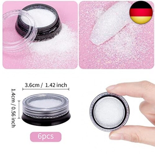 Kiiwah 6 Farben Nagelglitzer, Glitzer Für Nägel Schimmernder Zucker Effek, 3D N