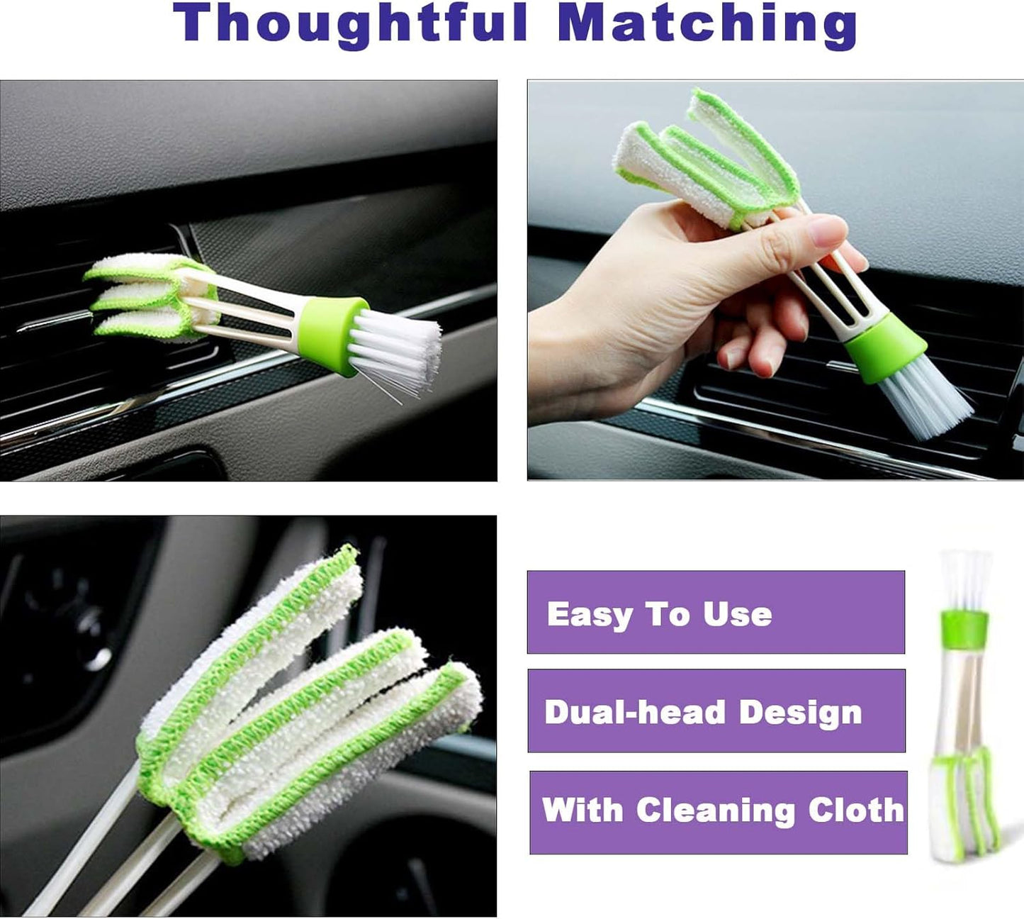 9Pcs Autoscheiben Innenreiniger Set,Einziehbares Werkzeug Zur Reinigung Der Windschutzscheibe,6 Mikrofaserpads,Sprühflaschen,Klimaanlagenbürste