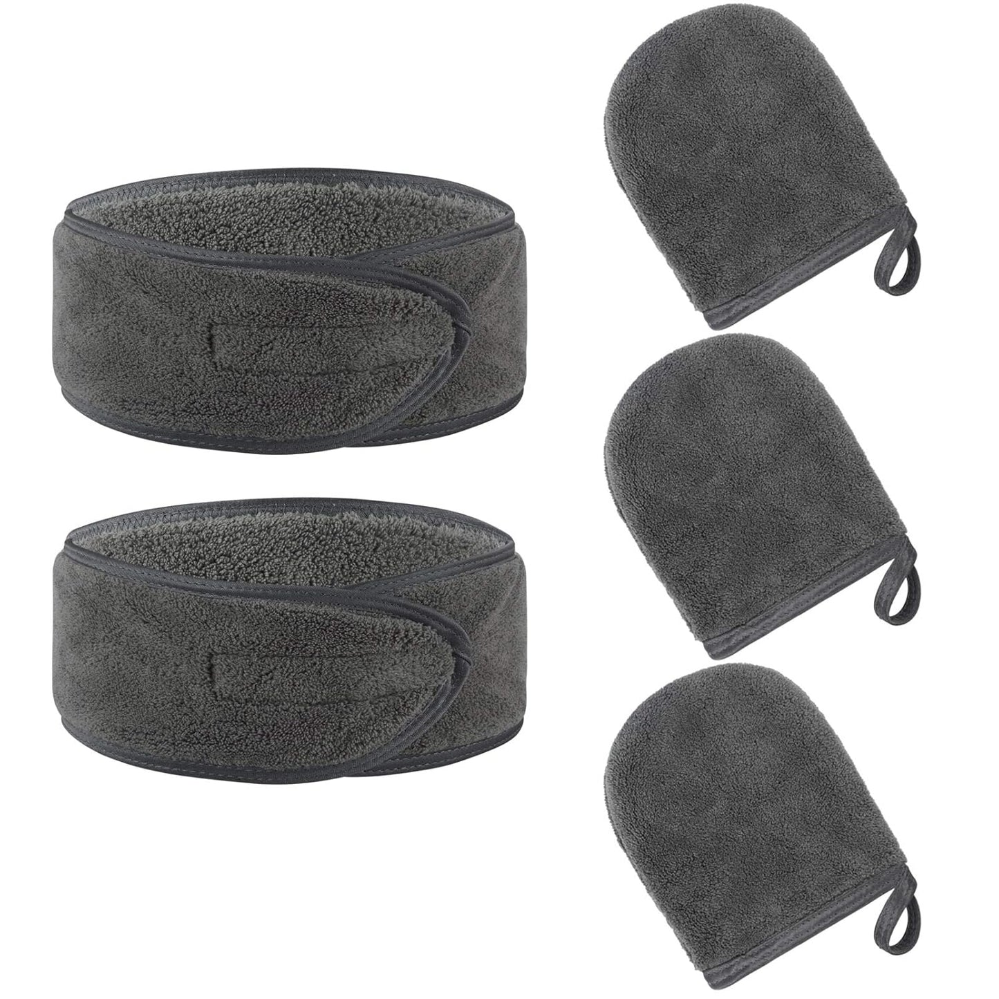 Kinhwa Make-Up Entferner Handschuh Super Sanft Mikrofaser Abschminkhandschuh Wiederverwendbar Gesichtsreinigung Und Kosmetik Stirnband Dunkelgrau