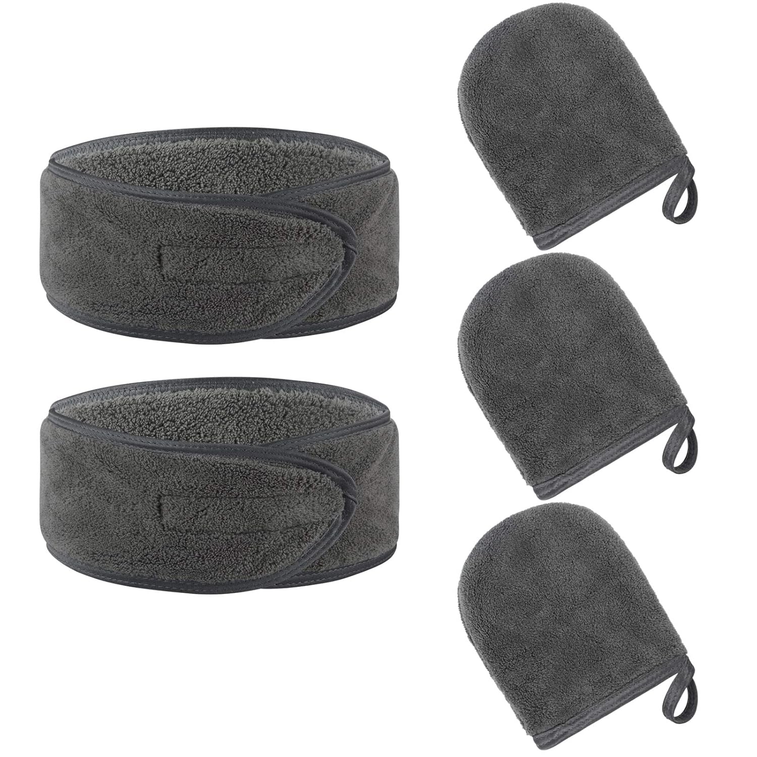 Kinhwa Make-Up Entferner Handschuh Super Sanft Mikrofaser Abschminkhandschuh Wiederverwendbar Gesichtsreinigung Und Kosmetik Stirnband Dunkelgrau