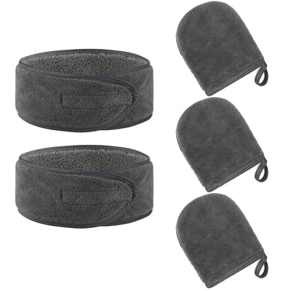 Kinhwa Make-Up Entferner Handschuh Super Sanft Mikrofaser Abschminkhandschuh Wiederverwendbar Gesichtsreinigung Und Kosmetik Stirnband Dunkelgrau