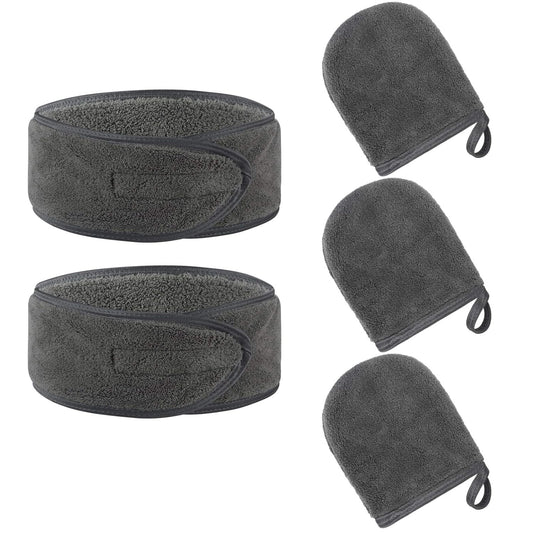 Kinhwa Make-Up Entferner Handschuh Super Sanft Mikrofaser Abschminkhandschuh Wiederverwendbar Gesichtsreinigung Und Kosmetik Stirnband Dunkelgrau