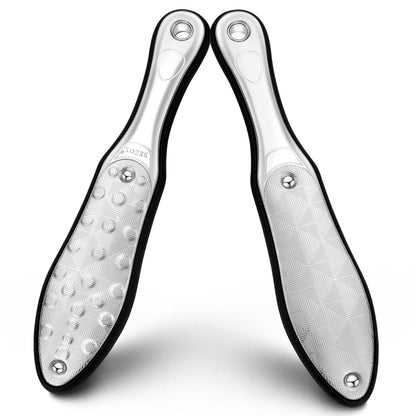 BEZOX Laser-Hornhautraspel Upgrade Fußfeile - Voller Edelstahl, Fußraspel Mit Ergonomischem Griff Für Pediküre Und Fußpflege, Doppelseitig, Rostfrei Portables Fußpflege-Set
