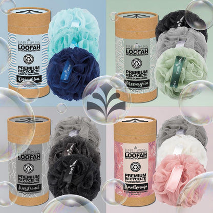 Temple Spring Recycelter Duschschwamm, Körperpeeling Badeschwamm, Luffa Schwamm, Peeling Schwamm Für Eingewachsene Haare, Waschschwamm Körper, Loofah Body Scrubber, Duschschwamm Körper - Kiesstrand