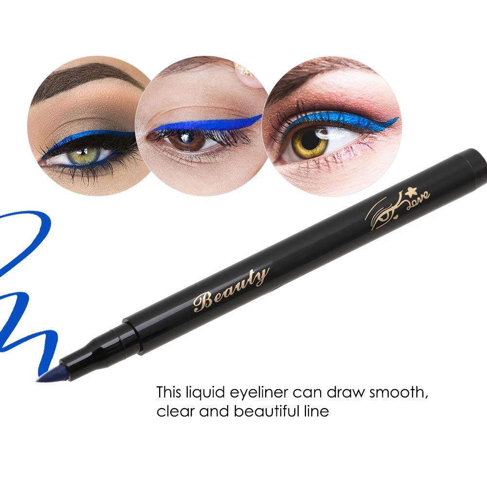 Eyeliner Blue, Eyeliner Bleistift, Roter Oder Blauer Blitz Eyeliner Stift Matt Kosmetisches Werkzeug Für Eyeliner Wasserdichter Eyeliner Stift Augenfarben Eyeliner Make up Bleistift(05# Blau)
