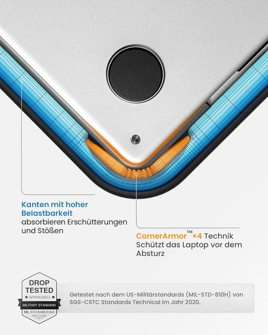 Tomtoc 360° Tasche Hülle Für 15-Zoll Macbook Air 2025-2023 M4/A3241 M3/A3114 M2/A2941, 15'' Macbook Pro A1990 A1707, 15'' Microsoft Neu Surface Laptop 7Th/6/5, Wasserabweisend Laptoptasche Laptophülle