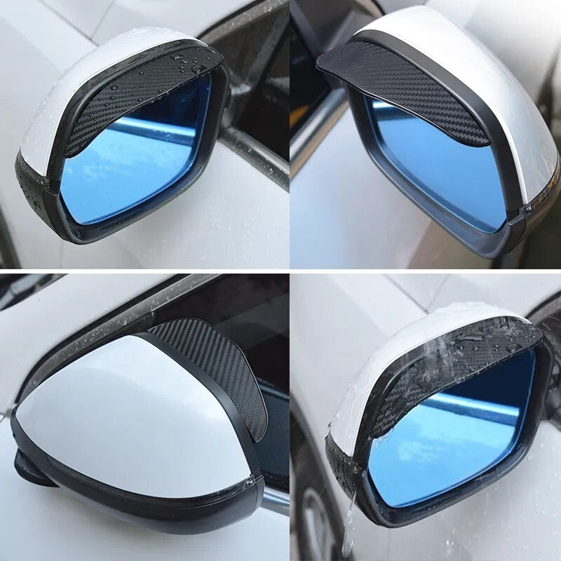 2X Auto Rückspiegel Regenschutz Sonnenblende Aussenspiegel Carbon Design