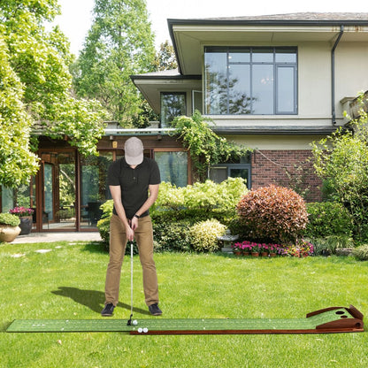 Golf Puttingmatte Mit 2 Löchern & 3 Golfbällen & Kunstrasen Golfmatte Putting Trainer Grün