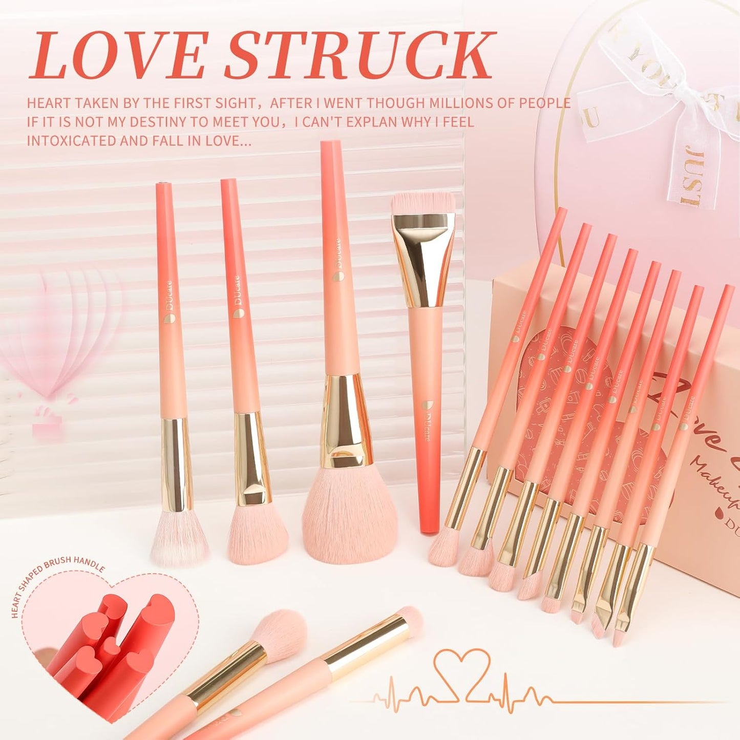 Ducare 14PCS Makeup Pinsel Set, Kosmetikpinsel Makeup Pinsel Set Mit Geschenkbox, Perfektes Valentinstag/Muttertag/Geburtstag Geschenk