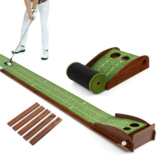 Golf Puttingmatte Mit 2 Löchern & 3 Golfbällen & Kunstrasen Golfmatte Putting Trainer Grün