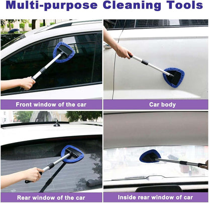 9Pcs Autoscheiben Innenreiniger Set,Einziehbares Werkzeug Zur Reinigung Der Windschutzscheibe,6 Mikrofaserpads,Sprühflaschen,Klimaanlagenbürste
