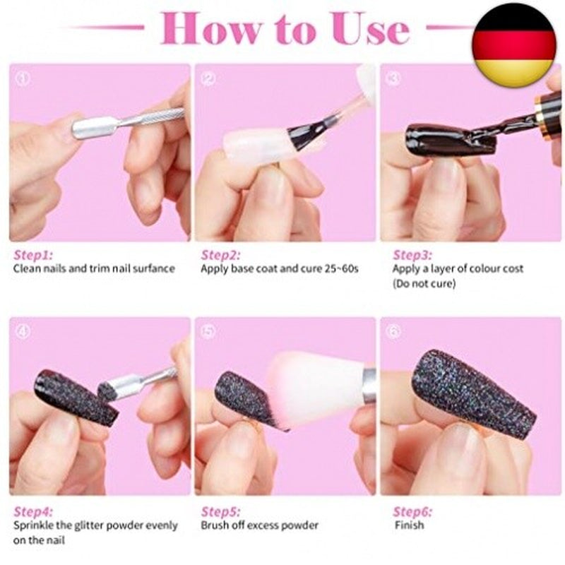 Kiiwah 6 Farben Nagelglitzer, Glitzer Für Nägel Schimmernder Zucker Effek, 3D N