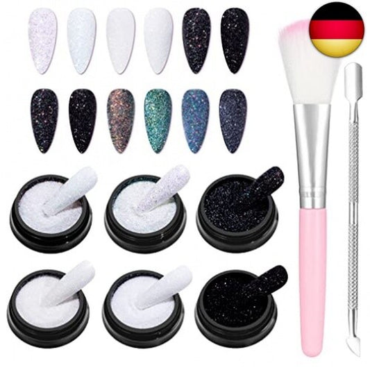 Kiiwah 6 Farben Nagelglitzer, Glitzer Für Nägel Schimmernder Zucker Effek, 3D N