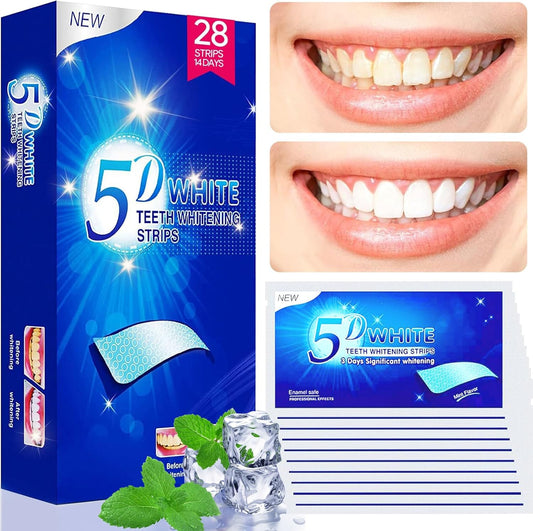 Whitening Strips,28 Strips Zahnaufhellung Peroxid Frei Teeth Whitening Strips Zähne Aufhellen Non-Sensitive Formel Bleaching Stripes White Stripes Zähne Sicher Für Zahnschmelz Mit Minzgeschmack