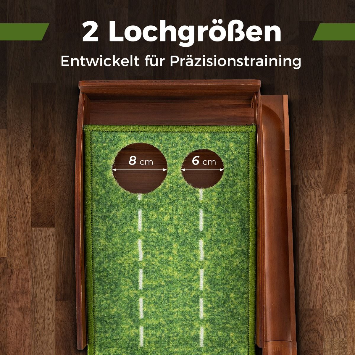 Golf Puttingmatte Mit 2 Löchern & 3 Golfbällen & Kunstrasen Golfmatte Putting Trainer Grün
