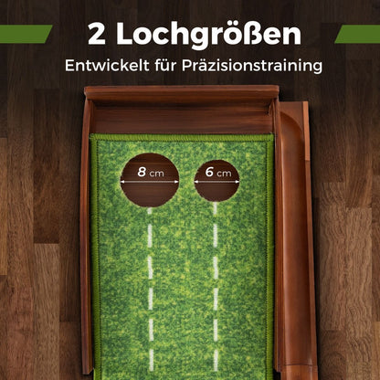 Golf Puttingmatte Mit 2 Löchern & 3 Golfbällen & Kunstrasen Golfmatte Putting Trainer Grün