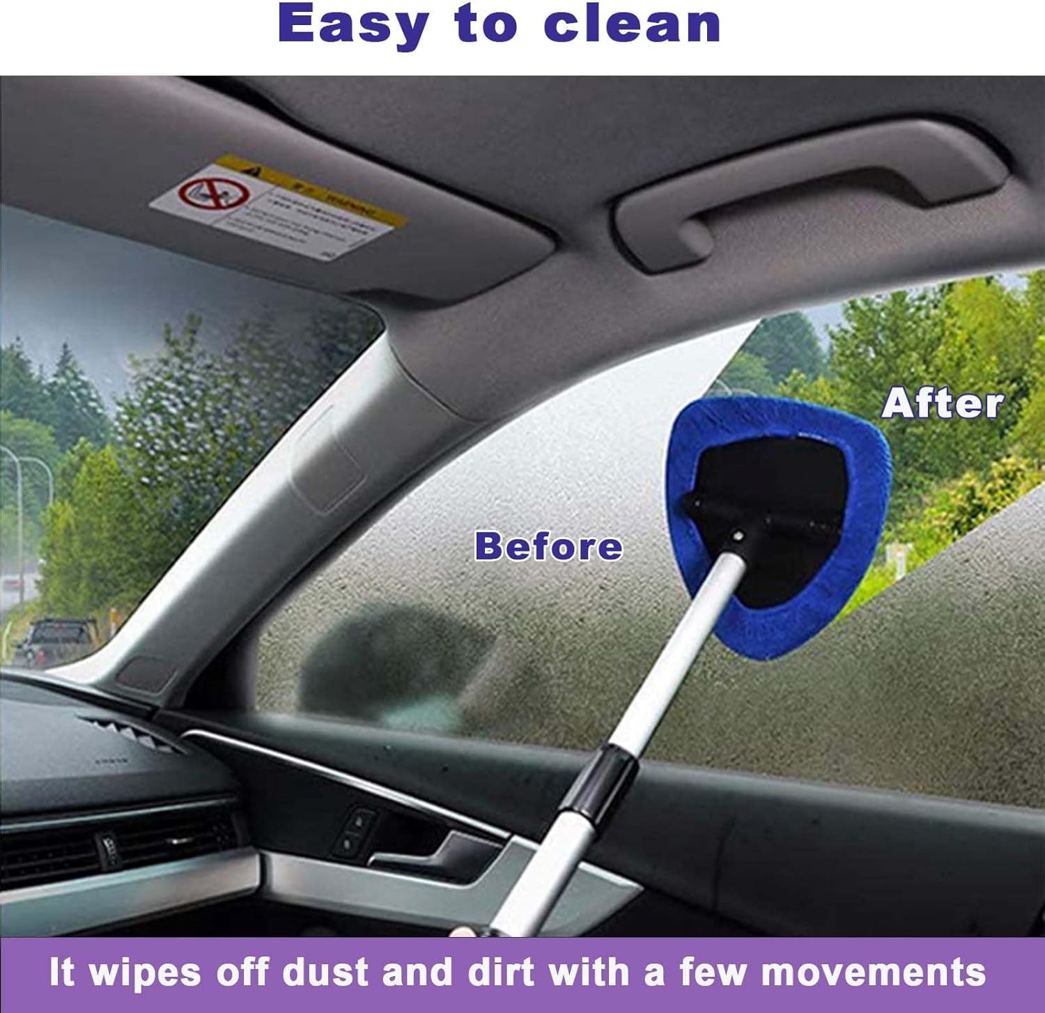 9Pcs Autoscheiben Innenreiniger Set,Einziehbares Werkzeug Zur Reinigung Der Windschutzscheibe,6 Mikrofaserpads,Sprühflaschen,Klimaanlagenbürste