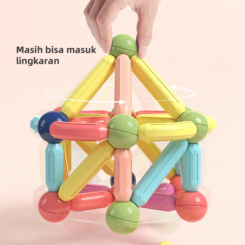 128PCS Magnetic Building Blocks Toy Magnetic Construction Set Magnet Ball Sticks Rod Games Montessori Educational Toys for Kids