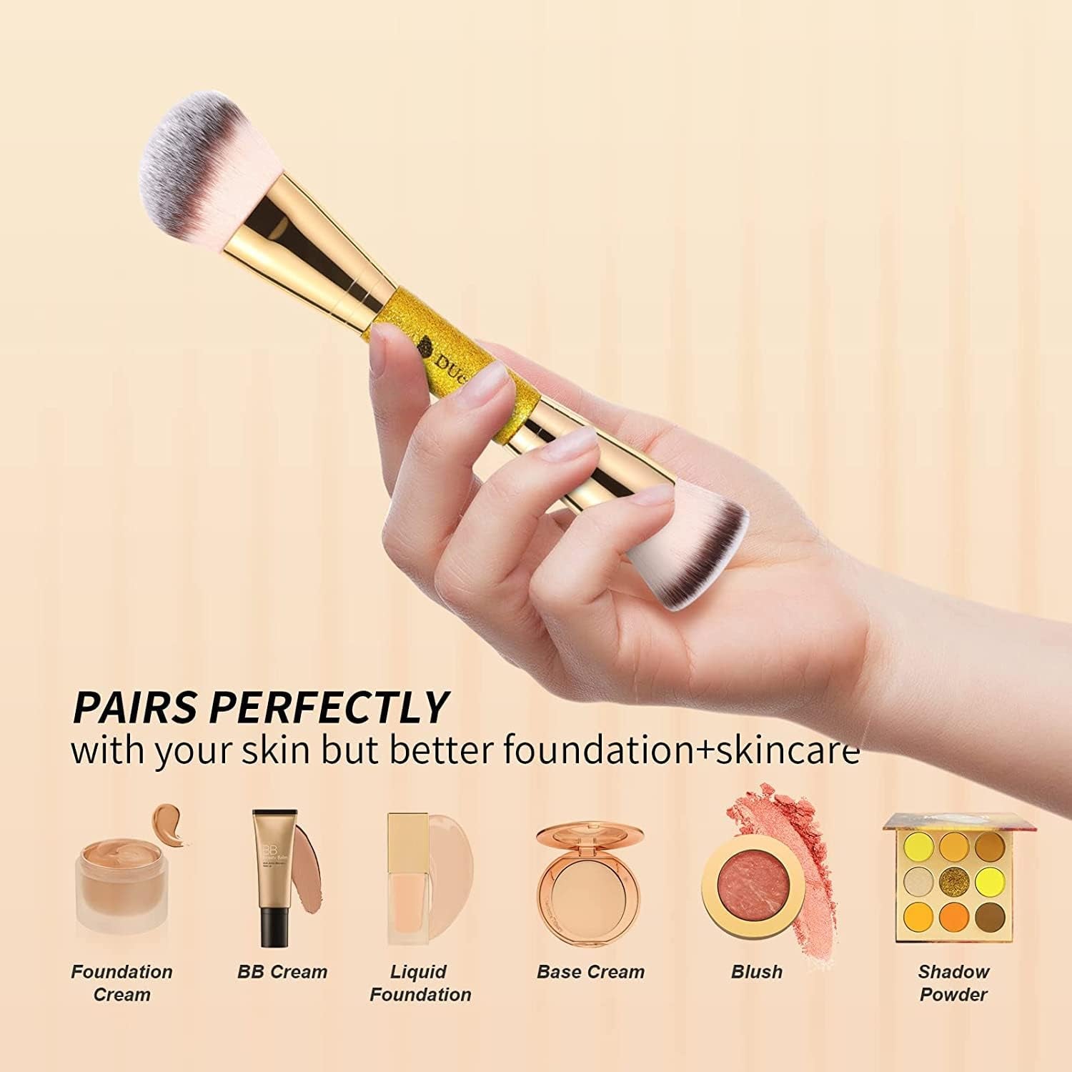 Ducare Foundation Pinsel - Kontur Bronzer Makeup Pinsel Make up Pinsel Beidseitig Für Blending Liquid Powder Concealer Creme Kosmetik Blush Buffe