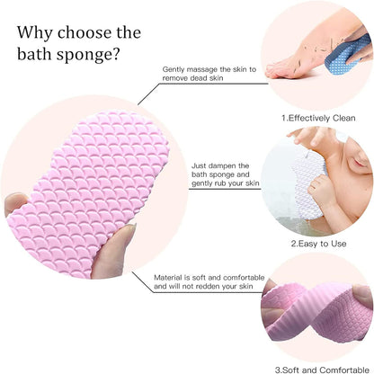 Ultra Soft Bath Body Shower Sponge,3 Stück Peeling Badeschwamm Exfoliating Bath Sponge Körper Peeling-Schwamm Tote Haut Entfernen Handbrause Massage Für Frauen,Männer,Kind