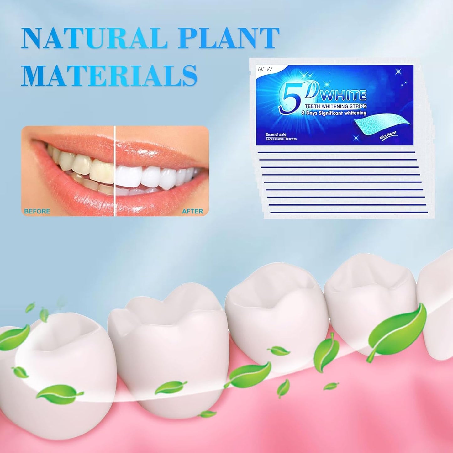 Whitening Strips,28 Strips Zahnaufhellung Peroxid Frei Teeth Whitening Strips Zähne Aufhellen Non-Sensitive Formel Bleaching Stripes White Stripes Zähne Sicher Für Zahnschmelz Mit Minzgeschmack