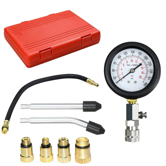 KOMPRESSIONSTESTER-SATZ BENZIN MOTOR KOMPRESSION PRuFER MESSER 0-20 Bar