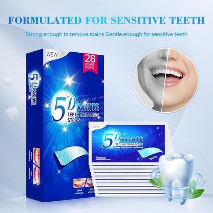 Whitening Strips,28 Strips Zahnaufhellung Peroxid Frei Teeth Whitening Strips Zähne Aufhellen Non-Sensitive Formel Bleaching Stripes White Stripes Zähne Sicher Für Zahnschmelz Mit Minzgeschmack