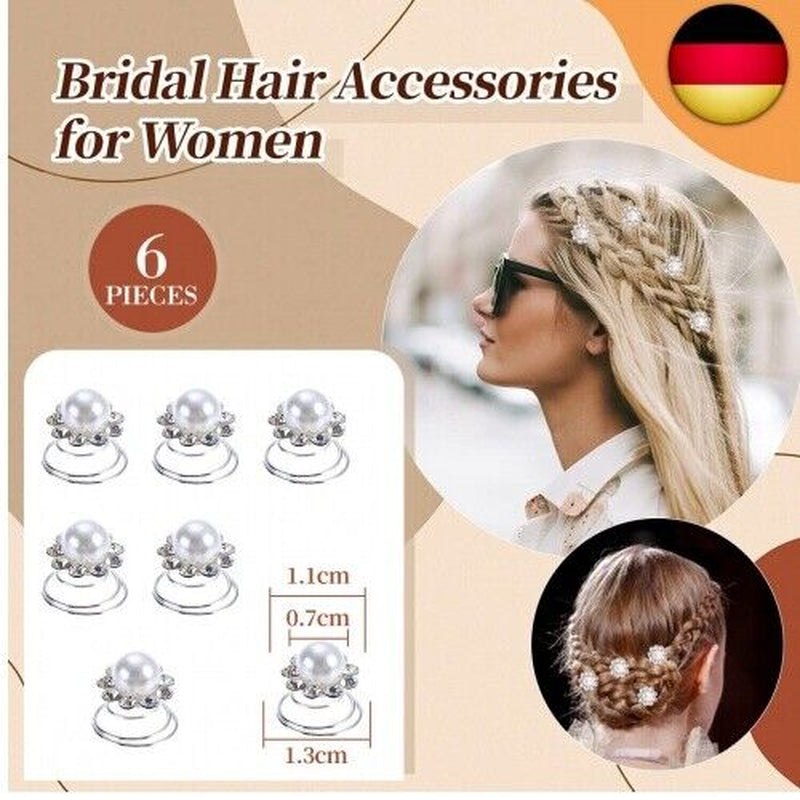 24 Stück Haarspiralen Hochzeit, Curlies Haarschmuck Perlen Strass Curlies