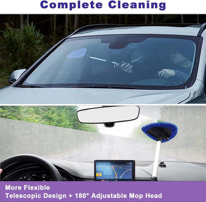 9Pcs Autoscheiben Innenreiniger Set,Einziehbares Werkzeug Zur Reinigung Der Windschutzscheibe,6 Mikrofaserpads,Sprühflaschen,Klimaanlagenbürste