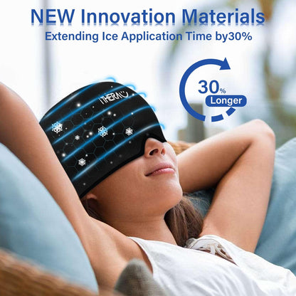 I-THERA-U Migräne Maske 2Pcs - Wiederverwendbar 2 in 1 Schlafmaske Headache Hat, Kopfschmerzen Kühlpads Gel, Migräne Haube Für Geschwollene Augen, Verspannungen, Sinus & Stressabbau, Männer & Frauen