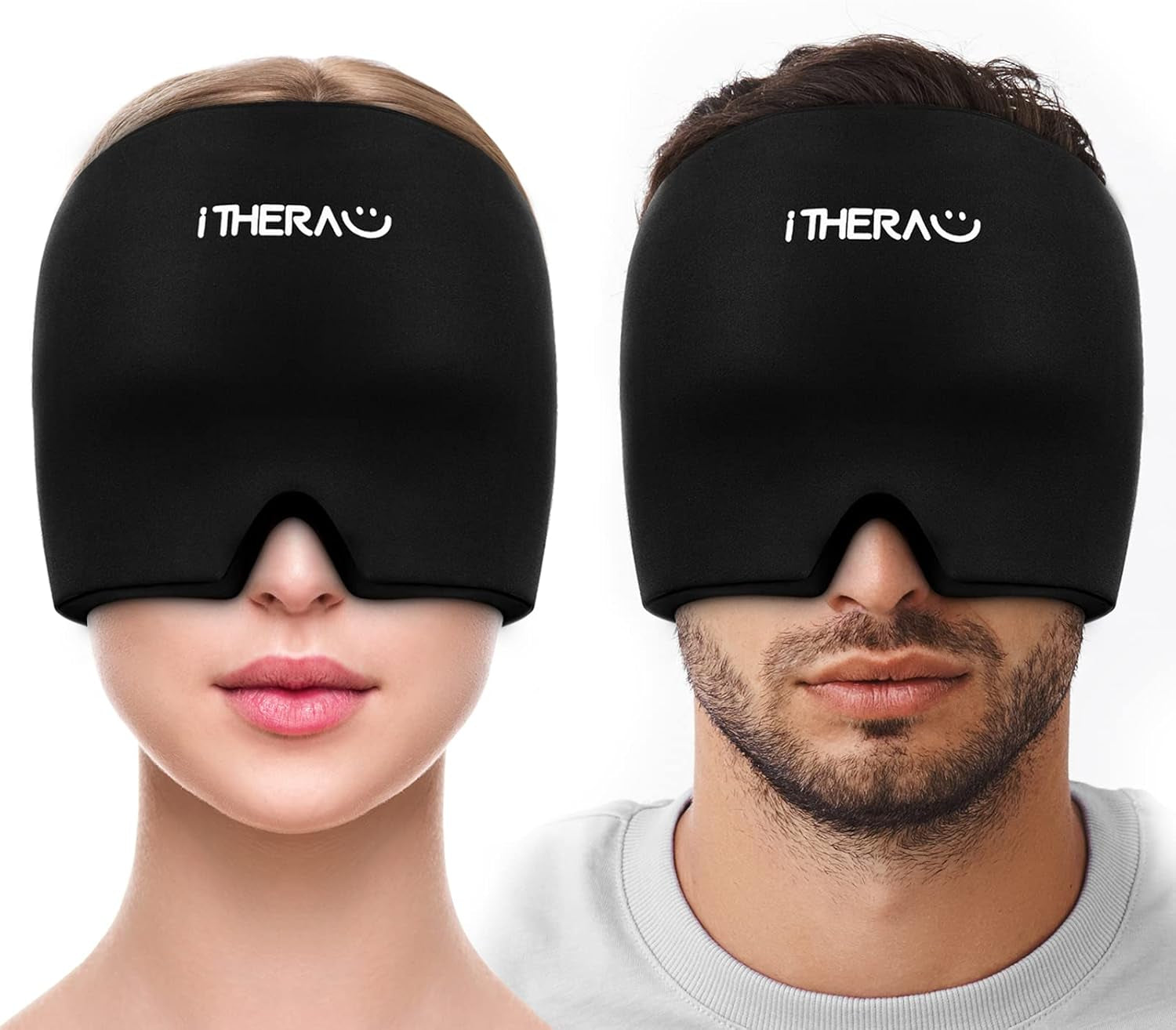 I-THERA-U Migräne Maske 2Pcs - Wiederverwendbar 2 in 1 Schlafmaske Headache Hat, Kopfschmerzen Kühlpads Gel, Migräne Haube Für Geschwollene Augen, Verspannungen, Sinus & Stressabbau, Männer & Frauen