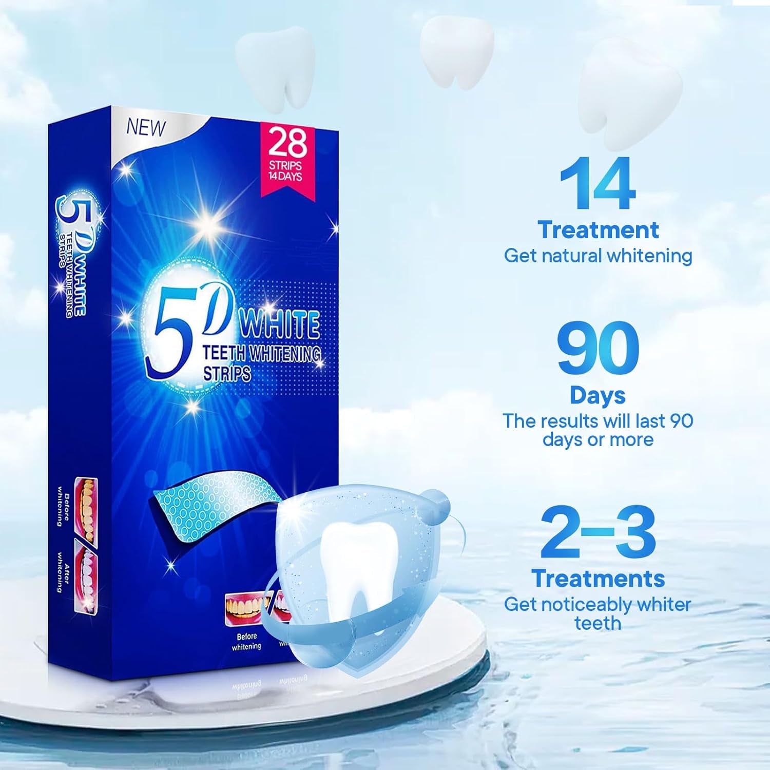 Whitening Strips,28 Strips Zahnaufhellung Peroxid Frei Teeth Whitening Strips Zähne Aufhellen Non-Sensitive Formel Bleaching Stripes White Stripes Zähne Sicher Für Zahnschmelz Mit Minzgeschmack